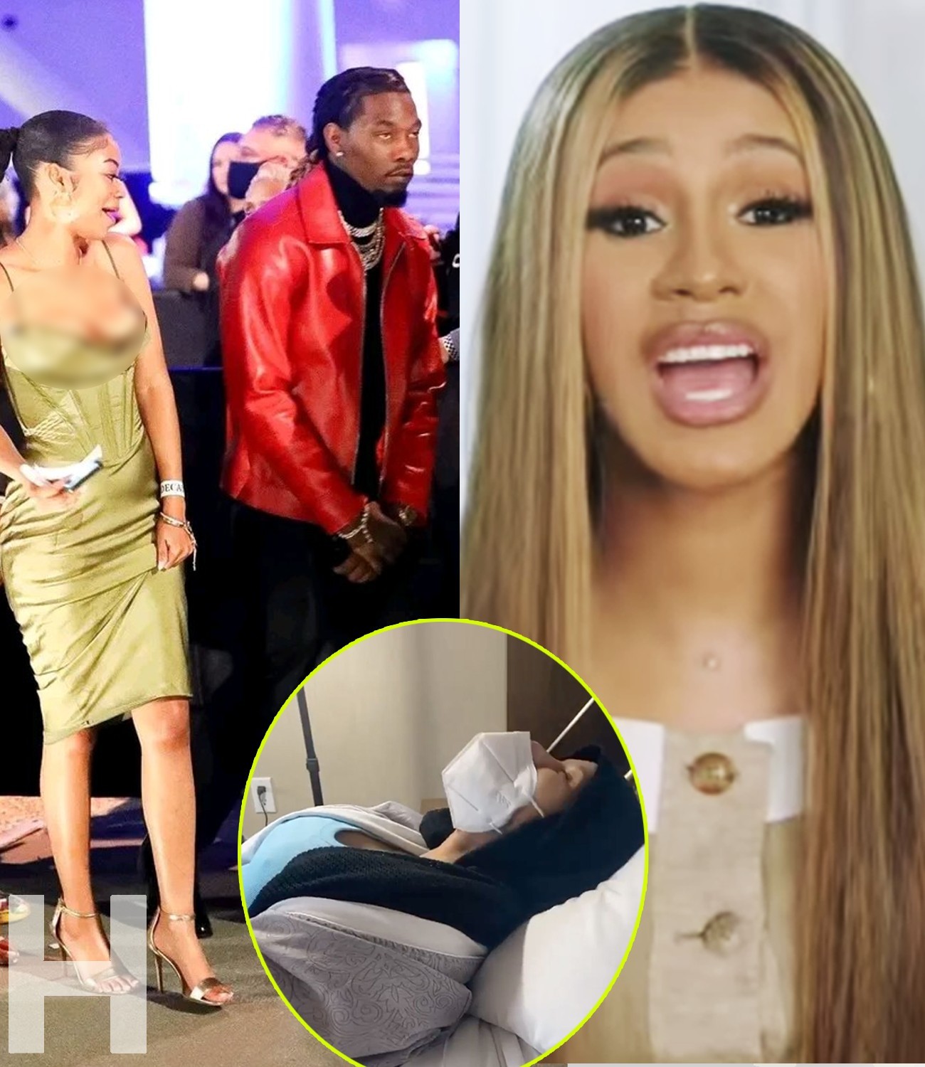 OMG! Cardi B Has Been Rushed To The Hospital After Offset's Girlfriend Poured Ac!d On Her.