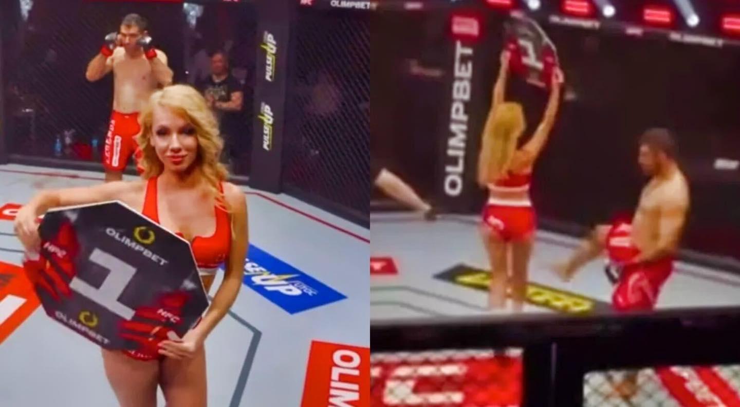 VIDEO: MMA Fighter Banned For Life After Disgusting Act Toward Ring Card Girl, Gets Jumped By Dozens Of Dudes During Wild Scene After Fight.