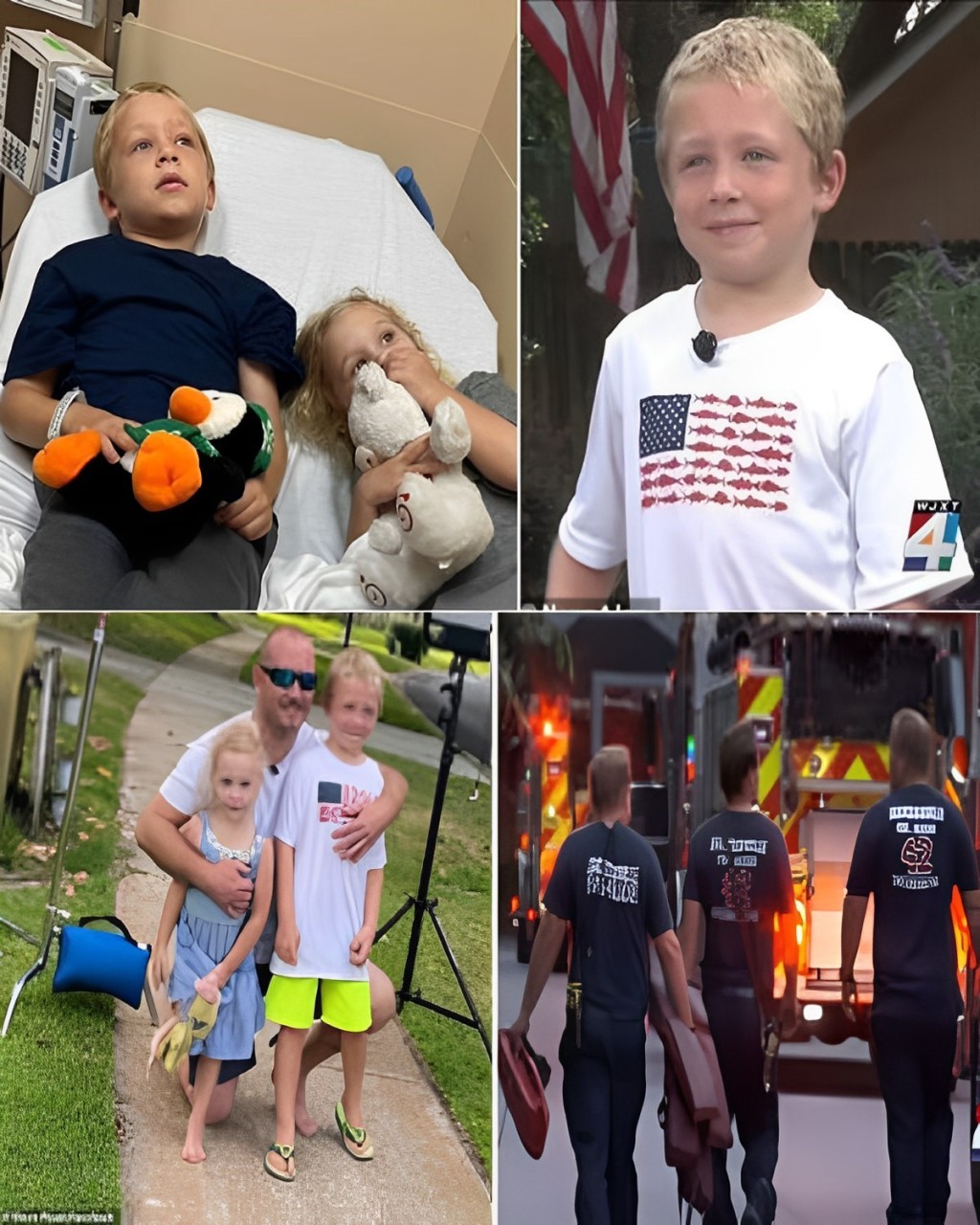 Brave boy swims one hour to shore to save his dad and sister who were stranded in the river.