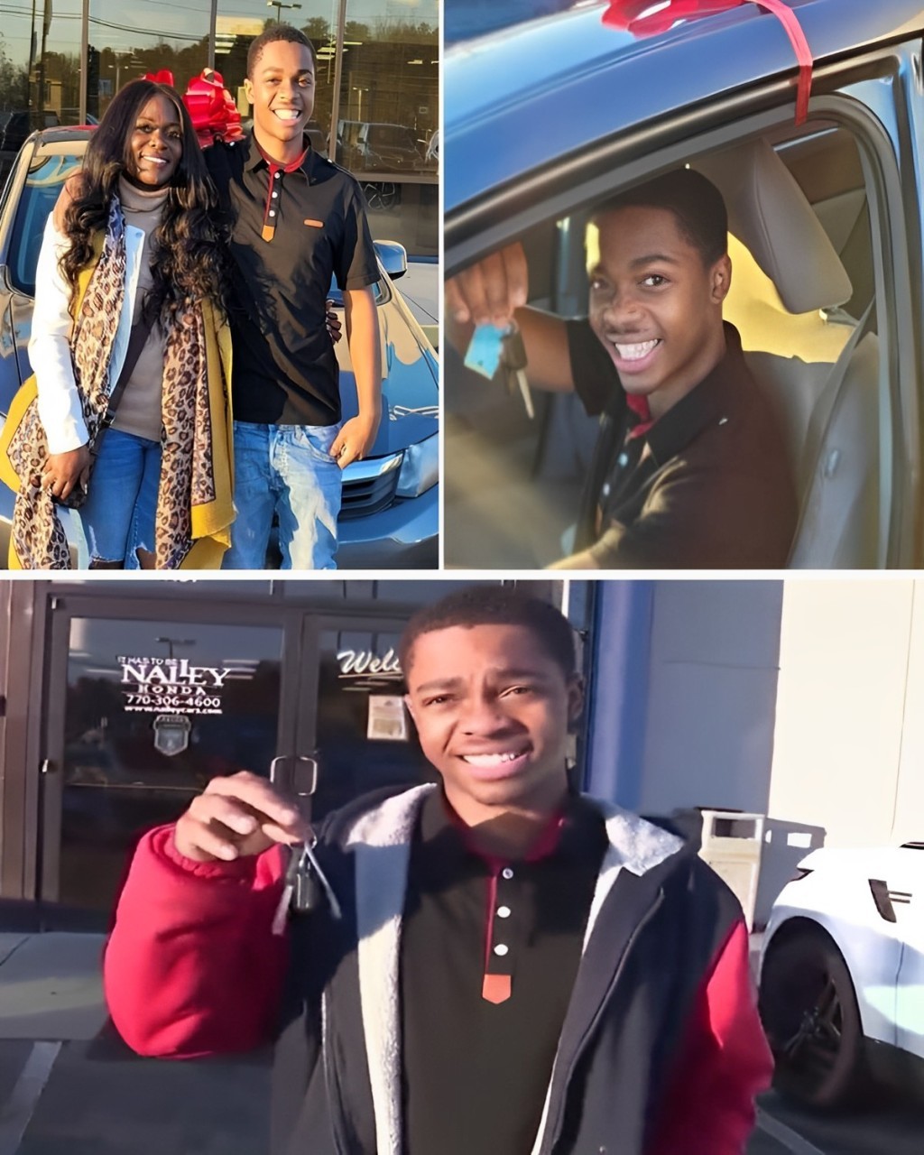 Youngster who walks 7 miles each way to school and work receives a car as a present from a kind woman, who cried when she saw the young man's heart.