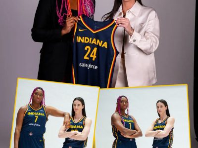 Caitlin Clark and Aliyah Boston Pose for a Photo on Viral Media Day