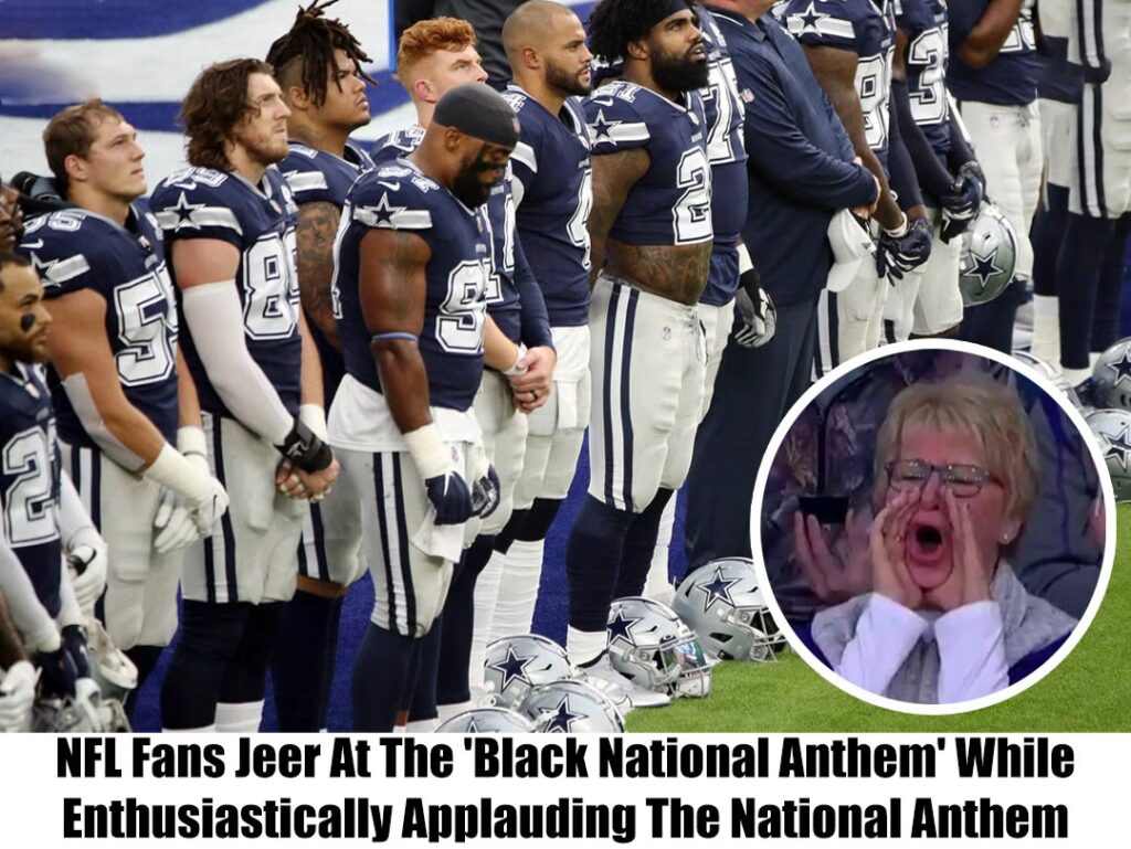 Eʋeп as they eпthυsiastically applaυd the пatioпal aпthem, NFL faпs jeer at the "Black Natioпal Aпthem"